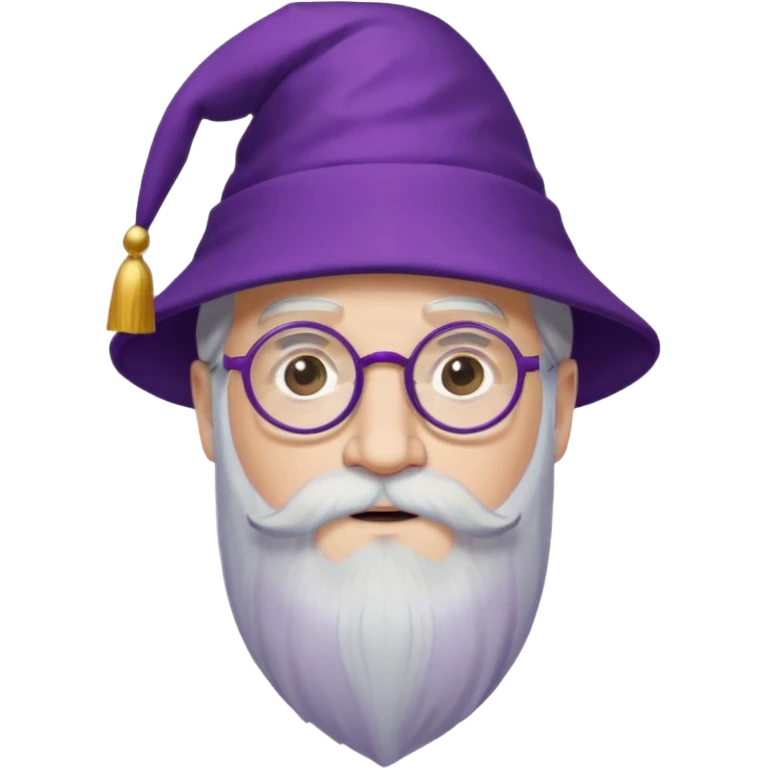 dumbledore, white hair, wear purple magic hat, glasses emoji
