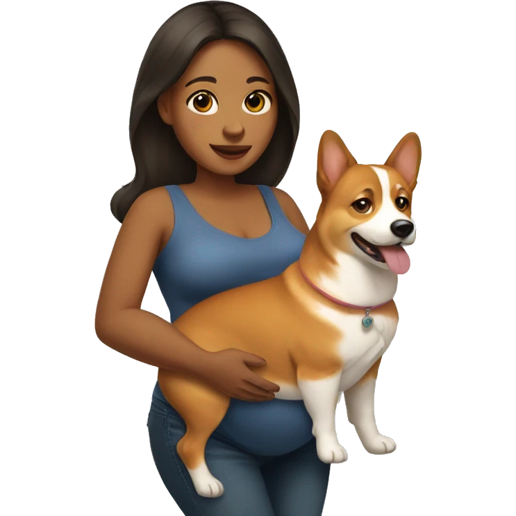 pregnant woman with corgi  emoji