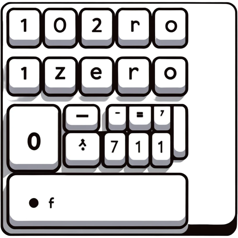 Number 0 keycap, keyboard button with the digit zero emoji