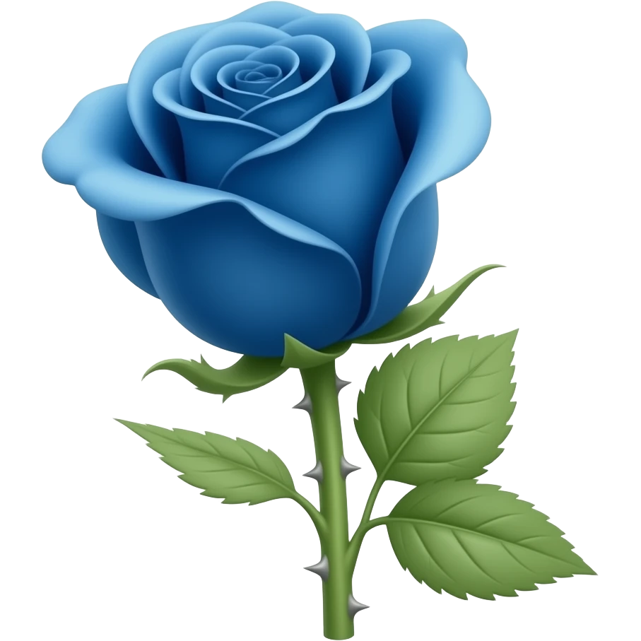 Rosa azul con tallo completo con espinas emoji