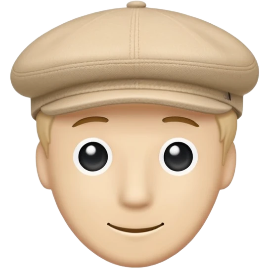 Single beige Kangol 504 flat cap hat, isolated object, iOS emoji style, no person wearing it, light tan color emoji