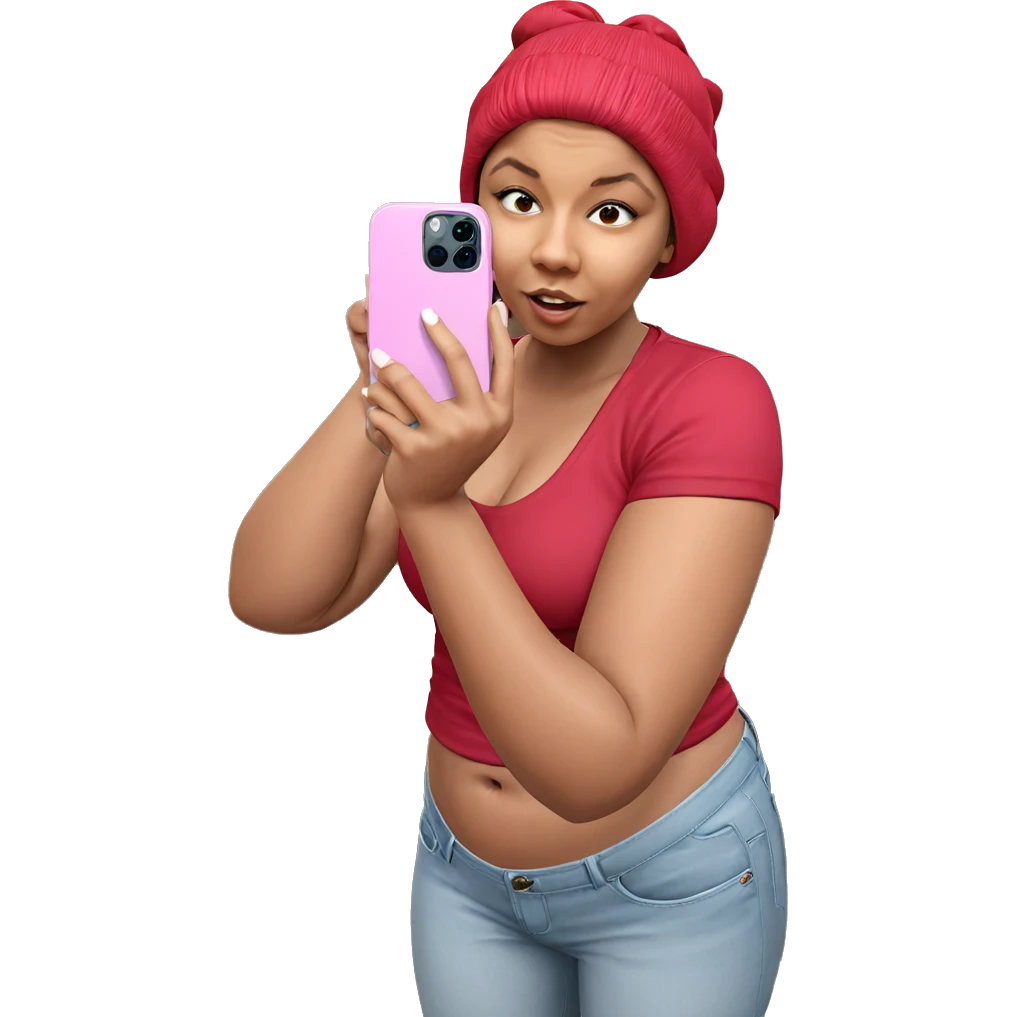girl taking selfie with phone emoji