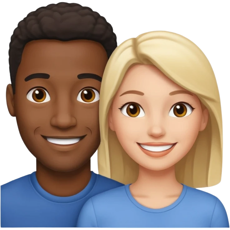 Pareja mixta, hombre negro y mujer blanca emoji