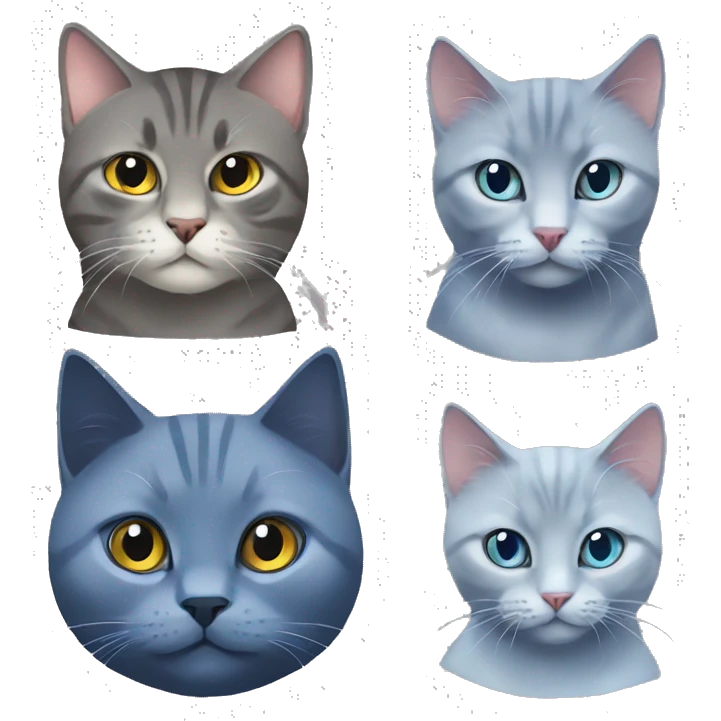 siberian and russian blue cat friends emoji