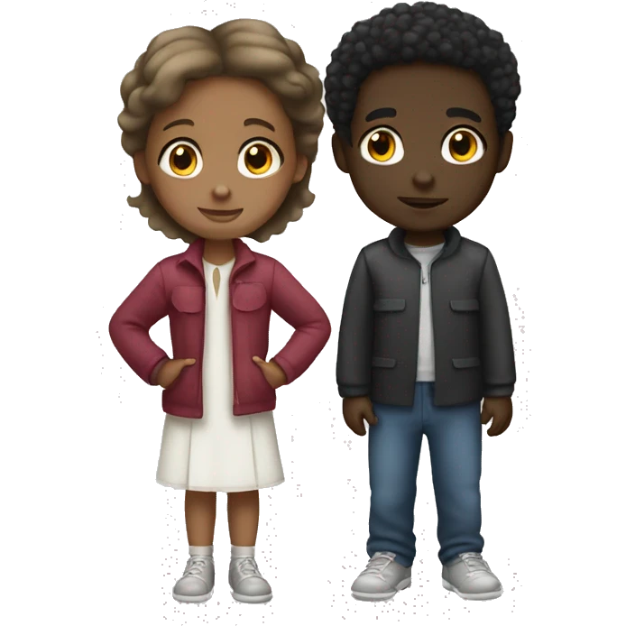 black boy with little white girl emoji