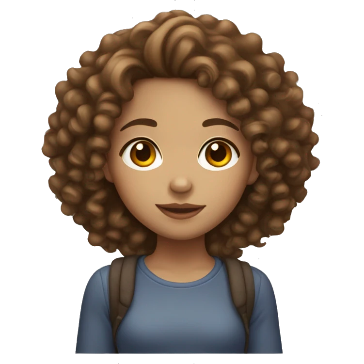 light skinned girl with brown curly hair emoji