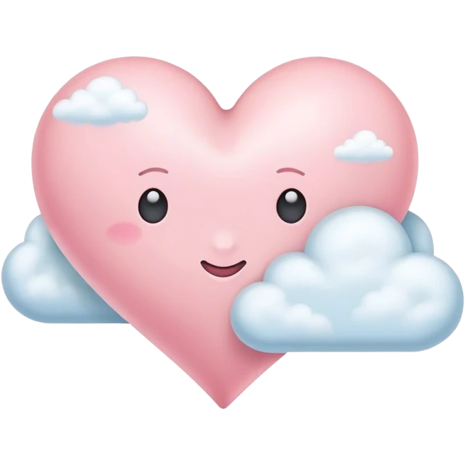 Pastel pink heart with a cloud emoji