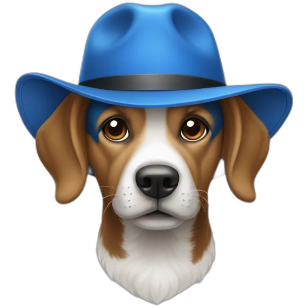 Chien bleu avec un chapeau emoji