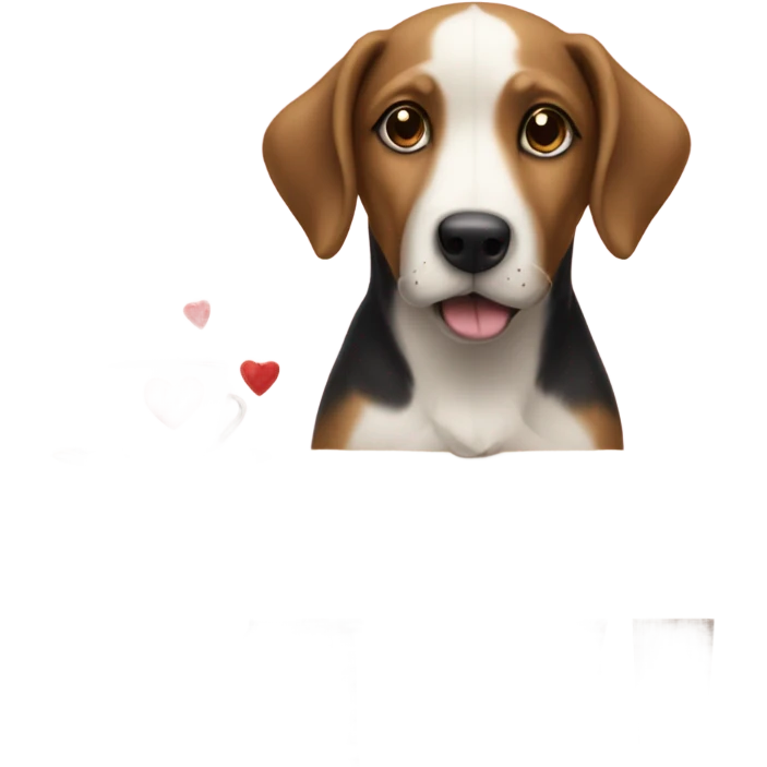 realistic dog with heart table emoji