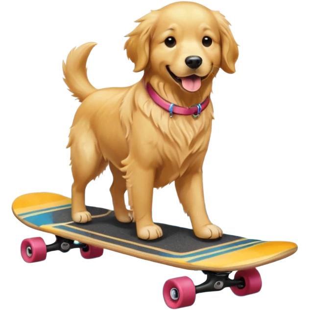 Golden retriever riding skateboard on the ocean emoji