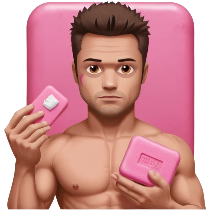 Tyler Durden, holding pink soap like the fight club poster emoji