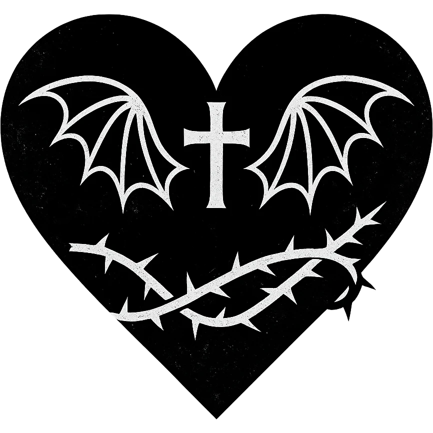 goth black white heart  , remove background  emoji