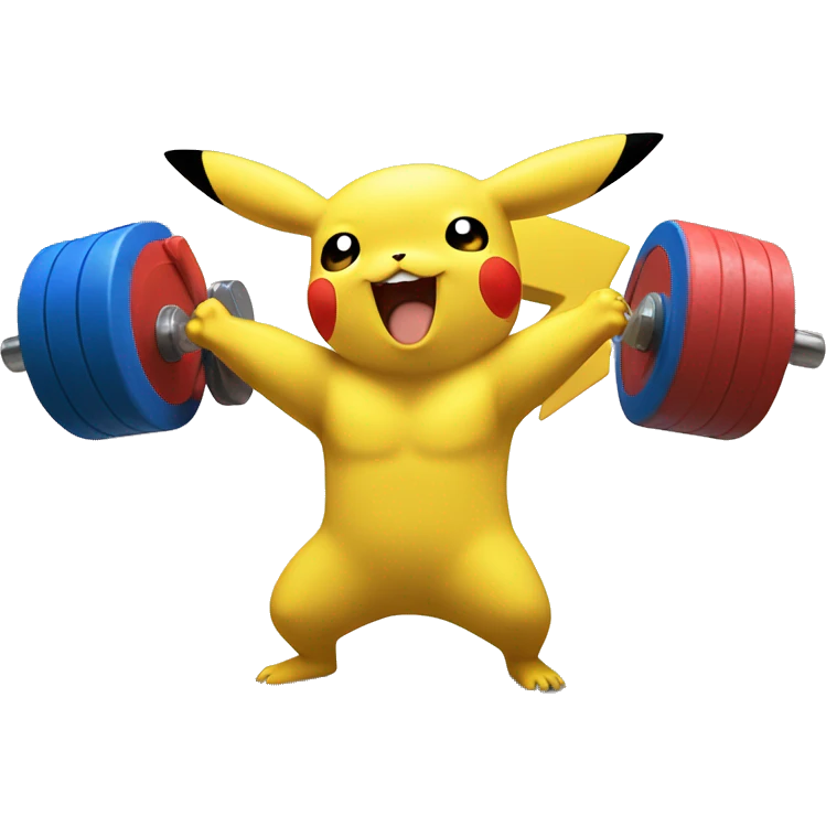 Pikachu cheering a bodybuilder in training  emoji