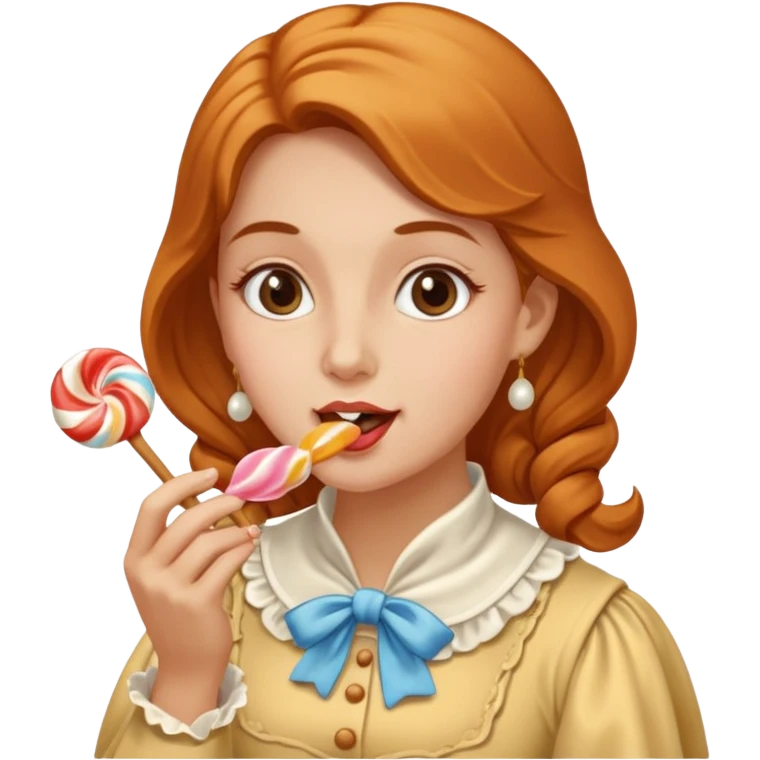 Colonial woman eating taffy  emoji