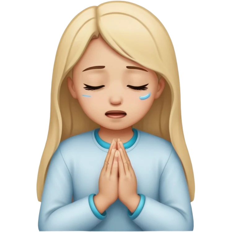 Girl crying with eyes closed and praying hands  emoji