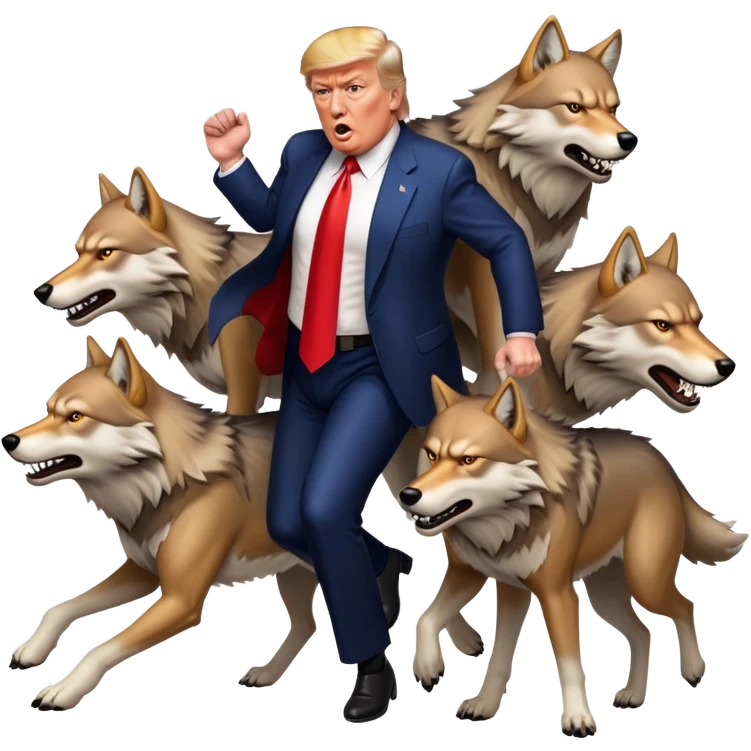 donald trump being trampled by wolves emoji