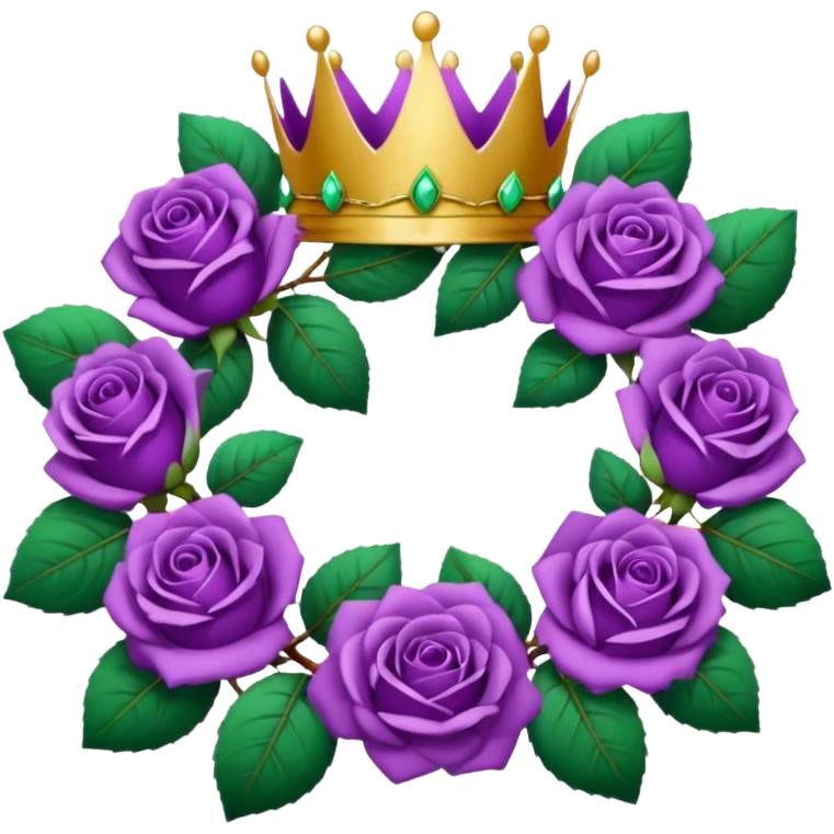 Purple rose with crown and a leaf wreath emoji