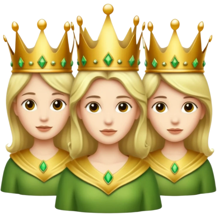 three with a crown that unites them with golden and green colours emoji