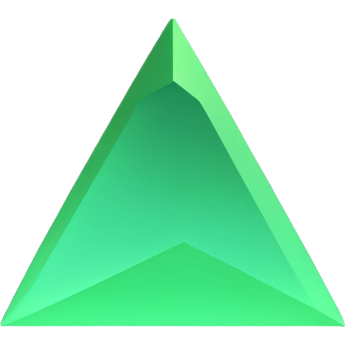 green tetrahedron, 3D style, subtle shading emoji