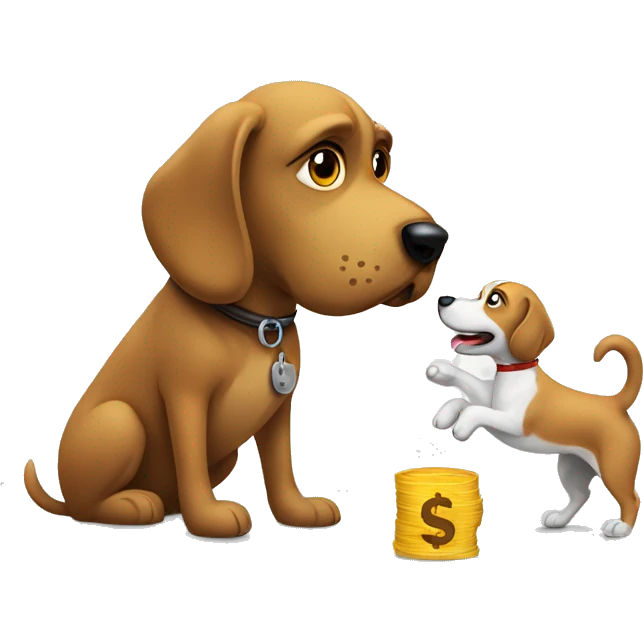 dog asking another dog for money emoji