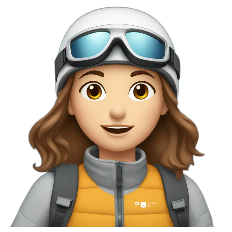 girl with brown hair skiing in the alps emoji