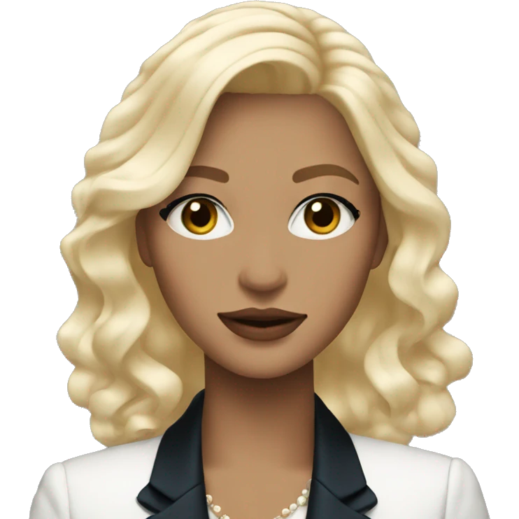 blonde girl blue eyes with chanel blazer emoji