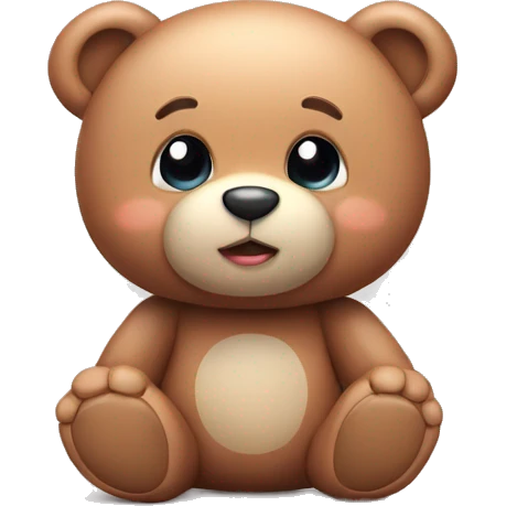 Cute female Teddy Bear Emoji with blush, kids teddy bear, 3d emoji