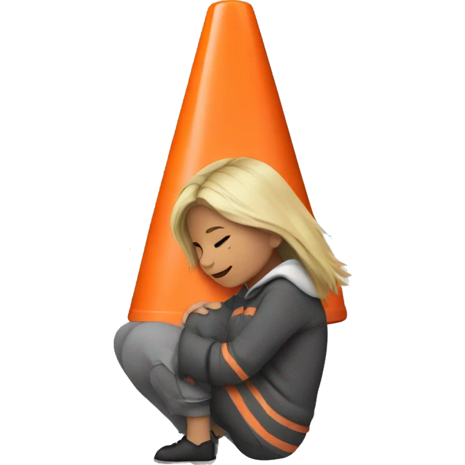 Girl Cuddling a traffic cone emoji