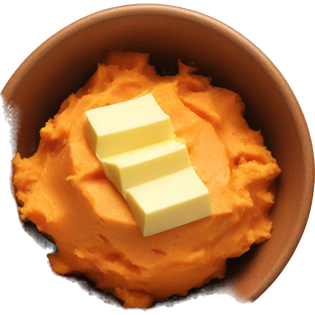 mashed sweet potatoes in a bowl with butter on top emoji