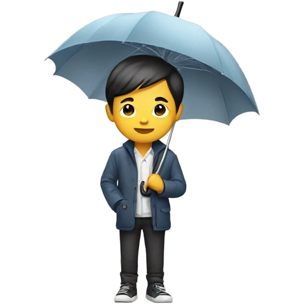 Stylish Asian boy holding umbrella emoji