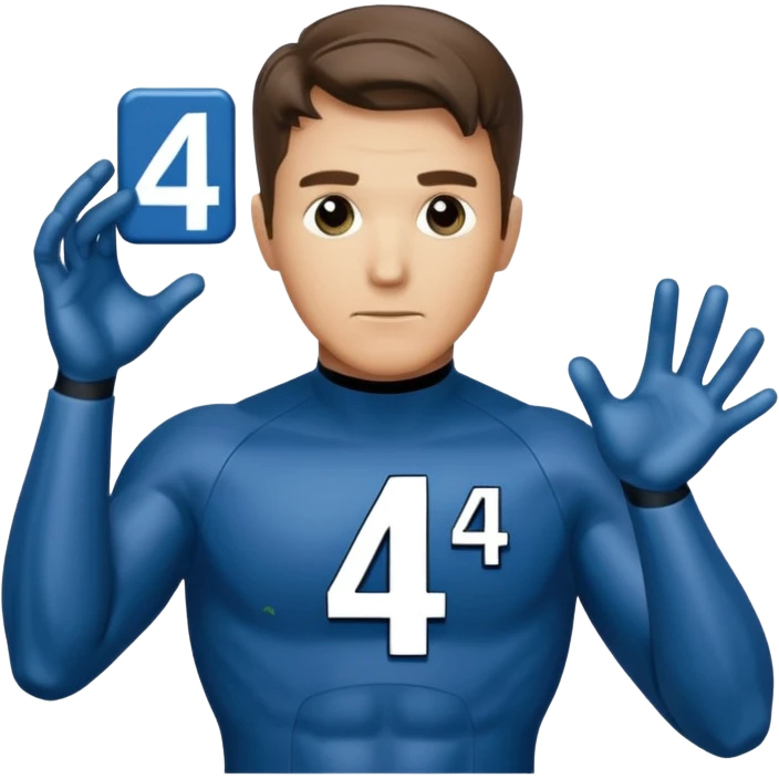 reed richards from fantastic four with the number 4 on chest emoji