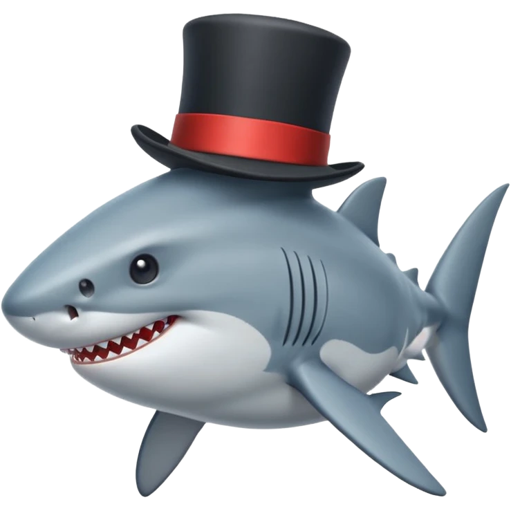 Shark with a top hat emoji