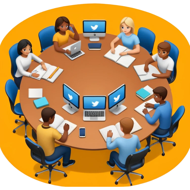 Birdseye view of large study space with students working separately add students emoji