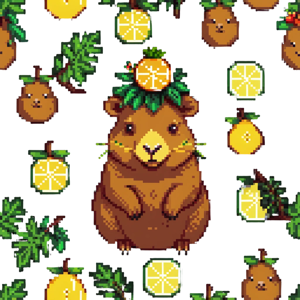 capybara with a citrus fruit on its head emoji