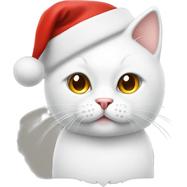 White cat wearing a Santa hat  emoji