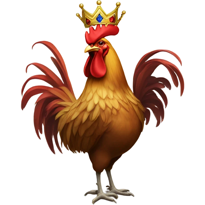 crestless rooster with a king's crown emoji