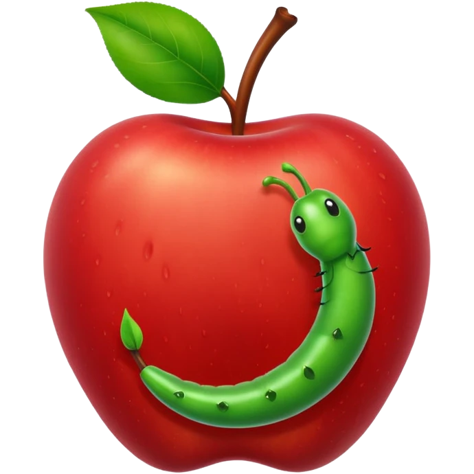 Apple emoji with a worm coming out emoji