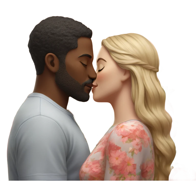Hyper Realistic Couple kissing surrounded by flowers emoji