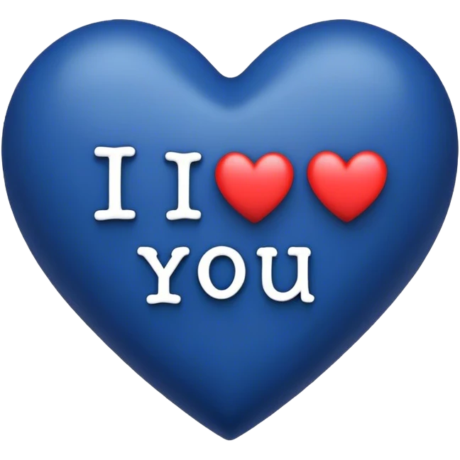Dark Blue heart with the words I Love You Ry in the middle  emoji