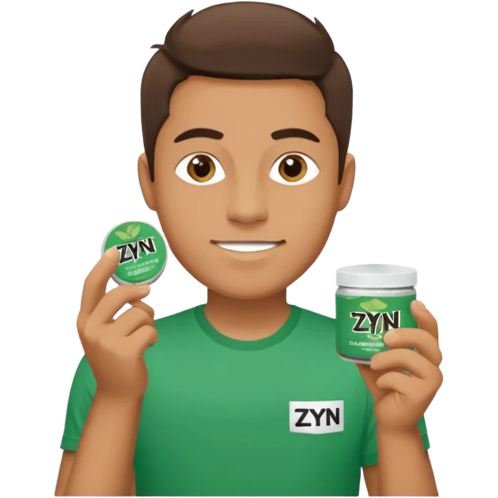 Man holding Zyn spearmint snus emoji