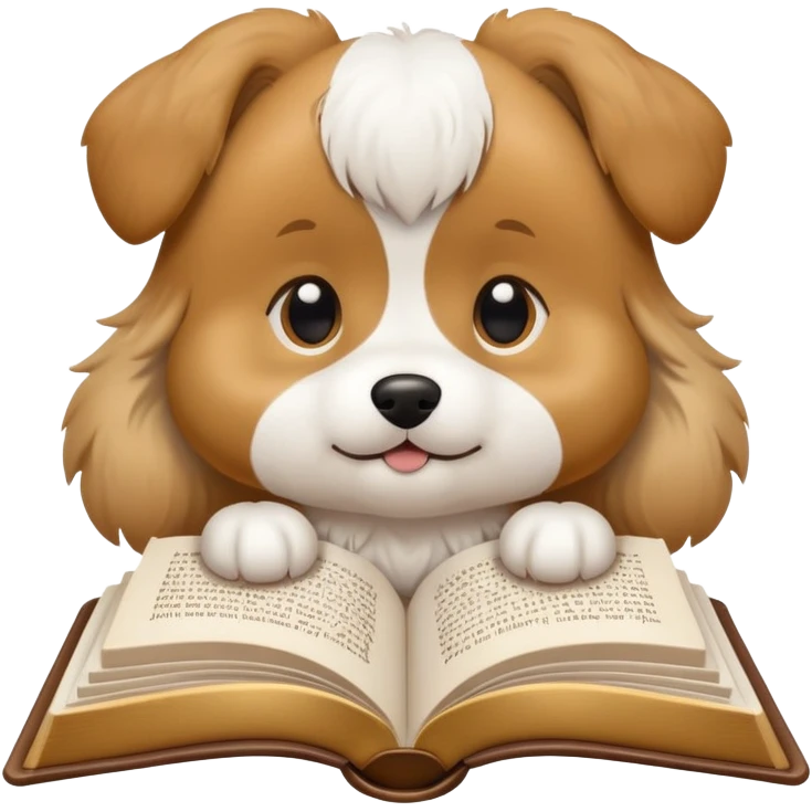 Cute dog reading an open book emoji