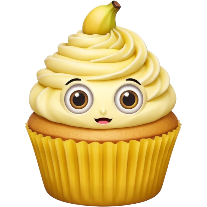 huge mustached banana cupcake big eyes emoji