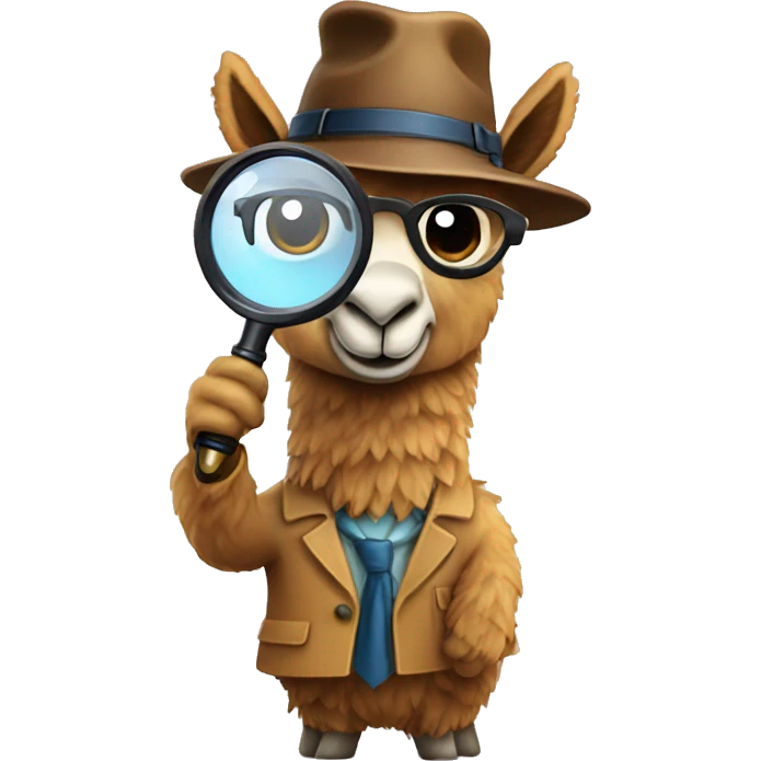 A llama detective with a magnifying glass emoji