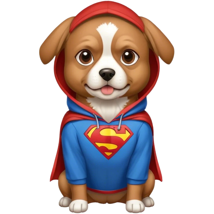 Dog wearing Superman hoodie emoji