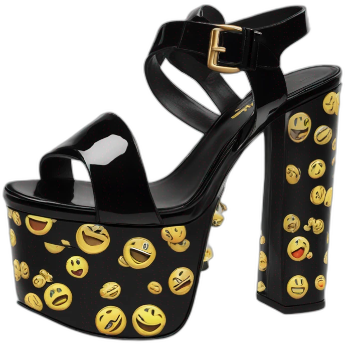 ysl black patent TRIBUTE PLATFORM SANDAL PATENT LEATHER emoji