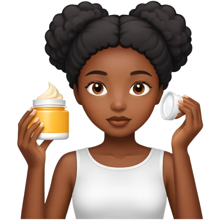 Black girl applying face cream emoji