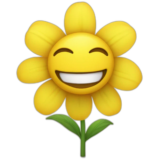 yellow flower with a derpy smily face emoji