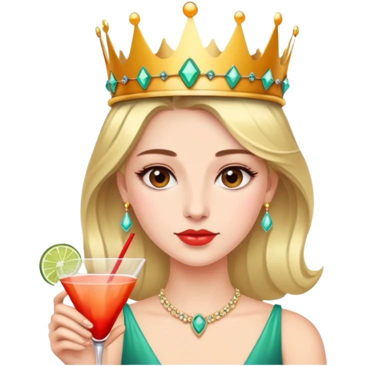 Woman wearing cocktail crown emoji