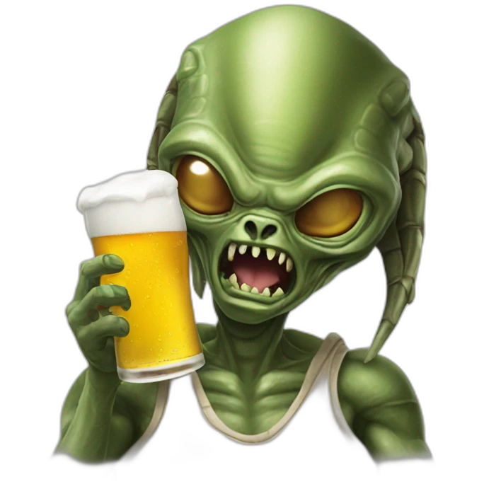 alien predator drinking beer emoji