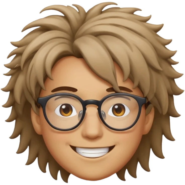 Cabelo bagunçado e oculos emoji
